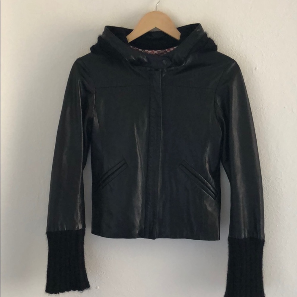 1020 by Nicole Leather Hooded Jacket